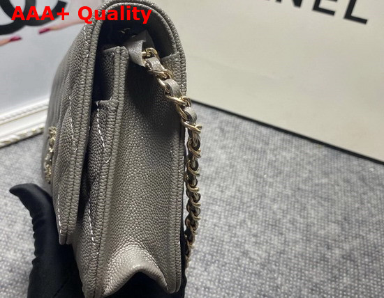 Chanel Wallet On Chain Grey Grained Calfskin Replica