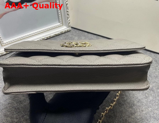 Chanel Wallet On Chain Grey Grained Calfskin Replica