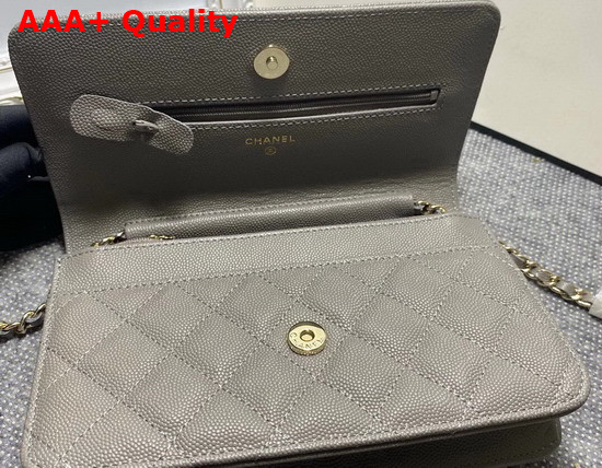 Chanel Wallet On Chain Grey Grained Calfskin Replica