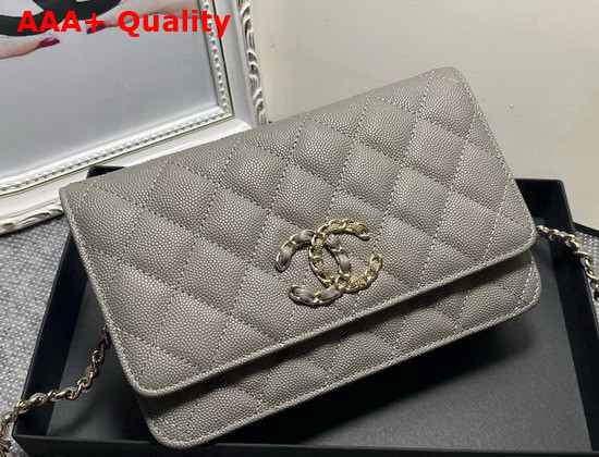 Chanel Wallet On Chain Grey Grained Calfskin Replica