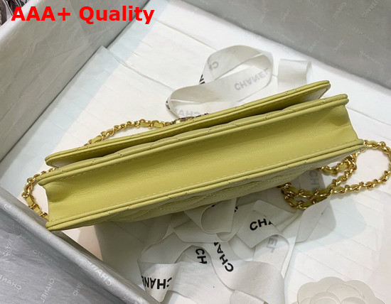 Chanel Wallet On Chain Lambskin Zirconium Gold Tone Metal Yellow AP1943 Replica