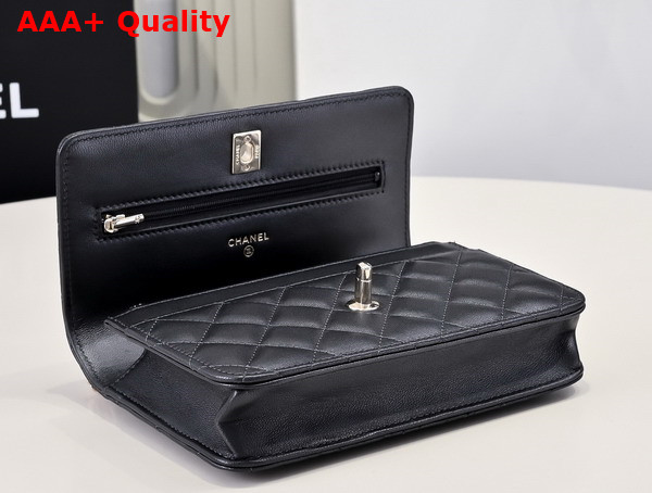 Chanel Wallet On Chain Pearly Lambskin Gold Tone Metal Black AP4537 Replica