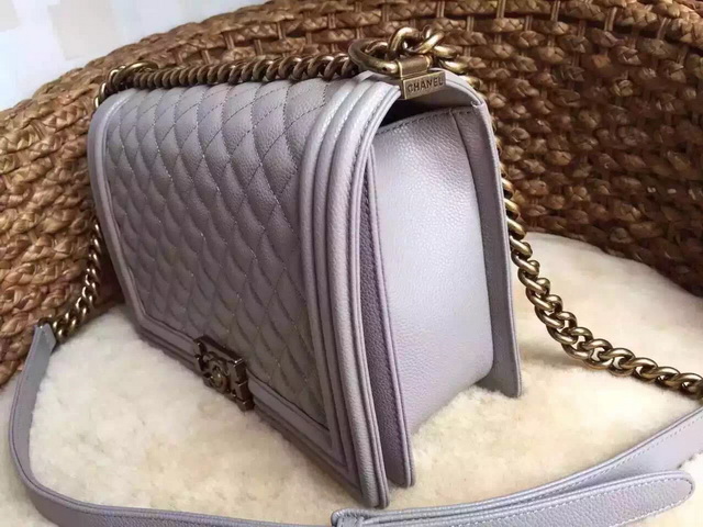 Medium Boy Chanel Flap Bag Grey Caviar Gold Hardware for Sale