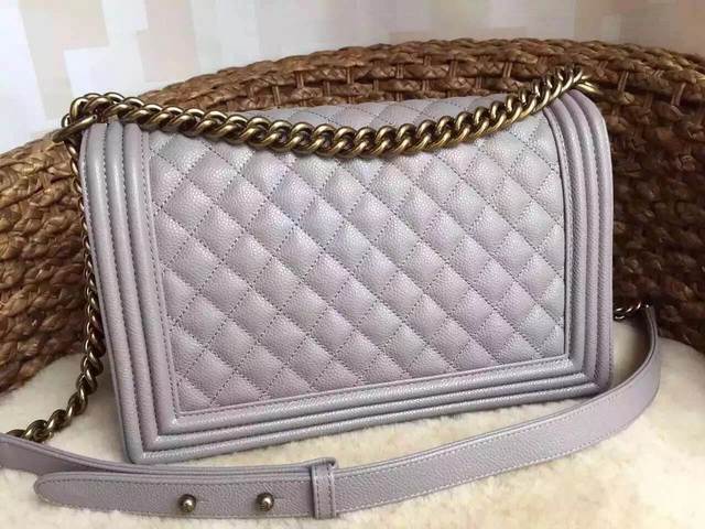 Medium Boy Chanel Flap Bag Grey Caviar Gold Hardware for Sale