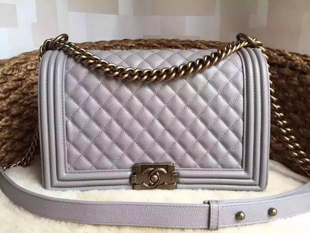 Medium Boy Chanel Flap Bag Grey Caviar Gold Hardware for Sale