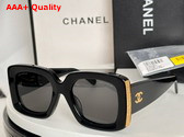 Chanel Rectangle Sunglasses Acetate Black and Gold Ref 5435 Replica
