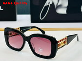 Chanel Rectangle Sunglasses Black Acetate Metal and Calfskin Ref 5535Q Replica