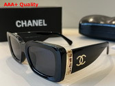 Chanel Rectangle Sunglasses Black Acetate and Metal Ref 5534 Replica