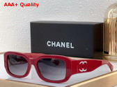 Chanel Rectangle Sunglasses Red Acetate and Nylon Ref 5526 Replica