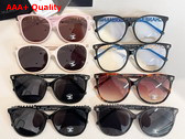 Chanel Round Sunglasses in Black with Gold Hardware Replica