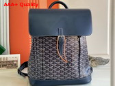 Goyard Alpin MM Backpack in Navy Blue Goyardine Canvas and Clamecy Cowhide Replica