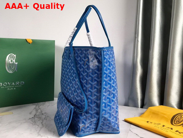 Goyard Anjou PM Bag in Blue Chevroches Calfskin and Goyardine Canvas Replica