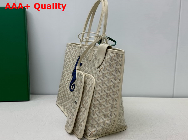 Goyard Anjou PM Seahorse Embroidery Sand Chevroches Calfskin and Goyardine Canvas Replica