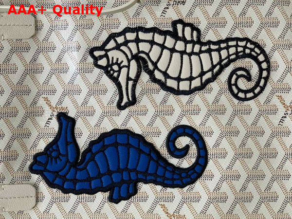 Goyard Anjou PM Seahorse Embroidery Sand Chevroches Calfskin and Goyardine Canvas Replica