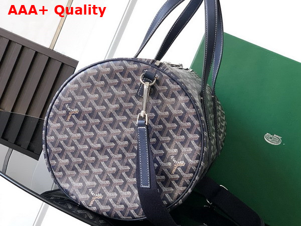 Goyard Barrel 40 Sports Bag in Navy Blue Goyardine Canvas and Chevroches Calfskin Replica