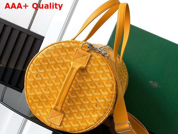 Goyard Barrel 40 Sports Bag in Yellow Goyardine Canvas and Chevroches Calfskin Replica