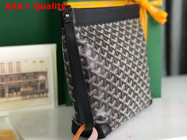 Goyard Conti Pouch in Black Goyardine Canvas and Chevroches Calfskin Replica