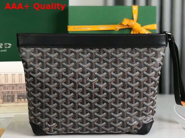 Goyard Conti Pouch in Black Goyardine Canvas and Chevroches Calfskin Replica