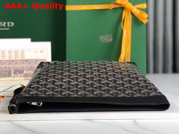 Goyard Conti Pouch in Black Goyardine Canvas and Chevroches Calfskin Replica