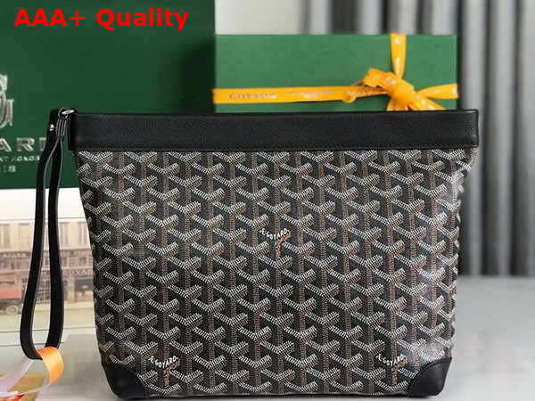 Goyard Conti Pouch in Black Goyardine Canvas and Chevroches Calfskin Replica