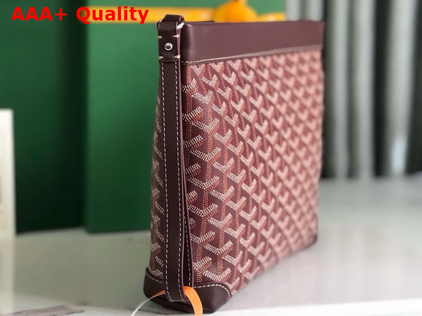 Goyard Conti Pouch in Burgundy Goyardine Canvas and Chevroches Calfskin Replica