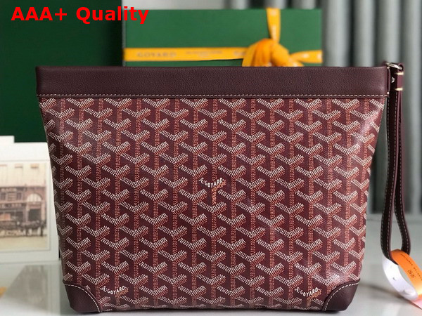 Goyard Conti Pouch in Burgundy Goyardine Canvas and Chevroches Calfskin Replica