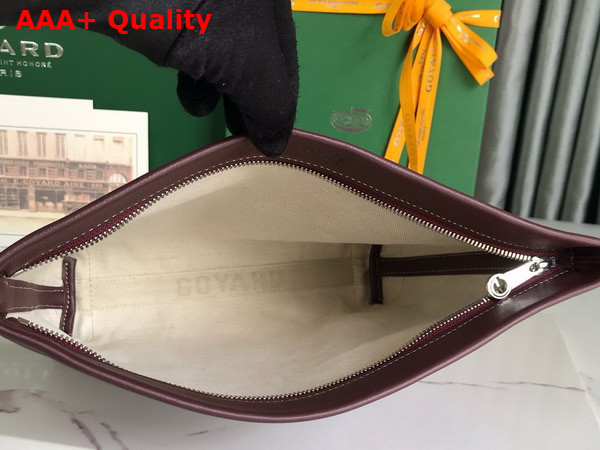 Goyard Conti Pouch in Burgundy Goyardine Canvas and Chevroches Calfskin Replica