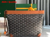 Goyard Conti Pouch in Goyardine Canvas and Chevroches Calfskin Black and Tan Replica