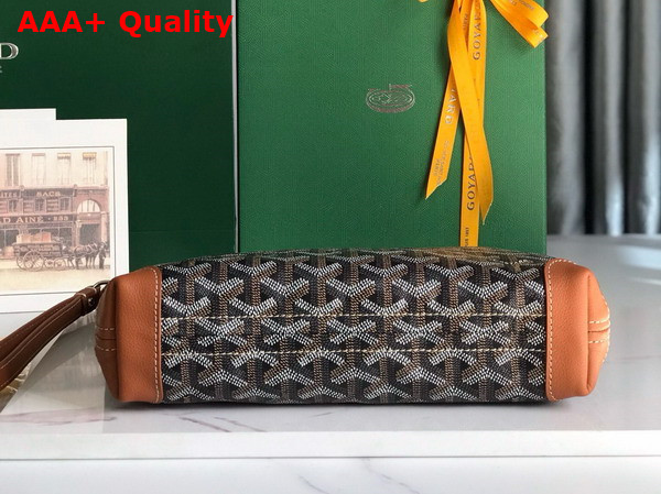 Goyard Conti Pouch in Goyardine Canvas and Chevroches Calfskin Black and Tan Replica