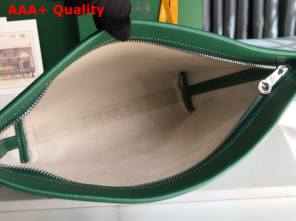 Goyard Conti Pouch in Green Goyardine Canvas and Chevroches Calfskin Replica