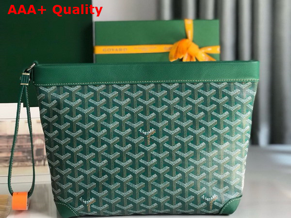 Goyard Conti Pouch in Green Goyardine Canvas and Chevroches Calfskin Replica