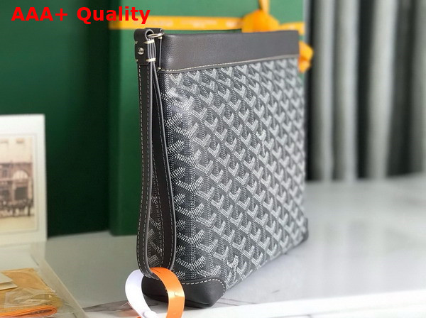 Goyard Conti Pouch in Grey Goyardine Canvas and Chevroches Calfskin Replica