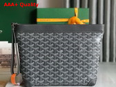 Goyard Conti Pouch in Grey Goyardine Canvas and Chevroches Calfskin Replica