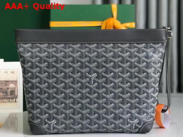 Goyard Conti Pouch in Grey Goyardine Canvas and Chevroches Calfskin Replica