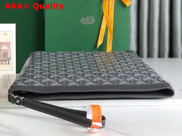 Goyard Conti Pouch in Grey Goyardine Canvas and Chevroches Calfskin Replica