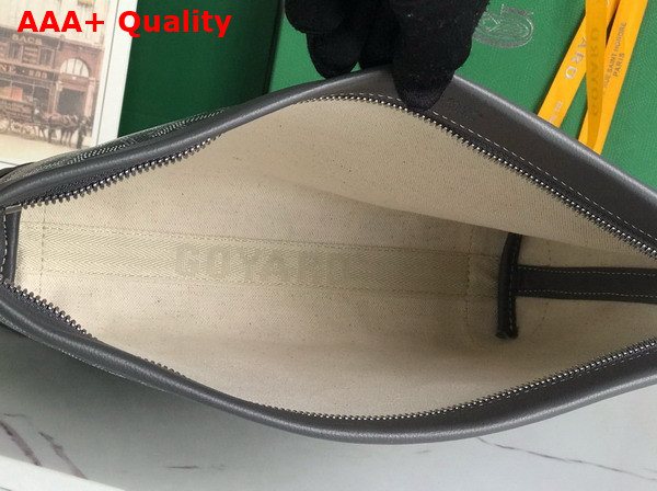 Goyard Conti Pouch in Grey Goyardine Canvas and Chevroches Calfskin Replica