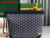 Goyard Conti Pouch in Navy Blue Goyardine Canvas and Chevroches Calfskin Replica