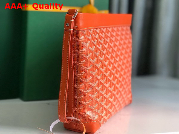 Goyard Conti Pouch in Orange Goyardine Canvas and Chevroches Calfskin Replica