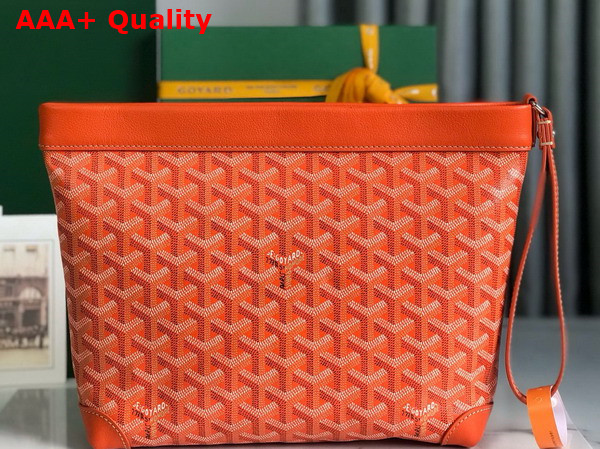 Goyard Conti Pouch in Orange Goyardine Canvas and Chevroches Calfskin Replica