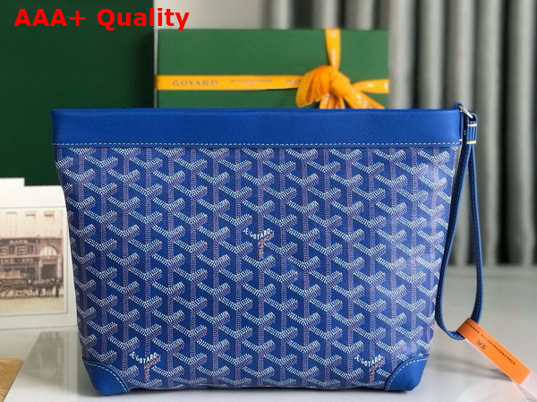 Goyard Conti Pouch in Sky Blue Goyardine Canvas and Chevroches Calfskin Replica