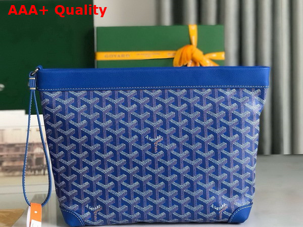 Goyard Conti Pouch in Sky Blue Goyardine Canvas and Chevroches Calfskin Replica