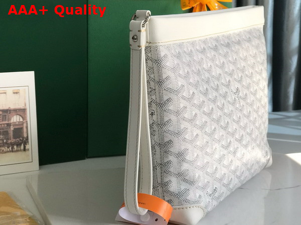 Goyard Conti Pouch in White Goyardine Canvas and Chevroches Calfskin Replica