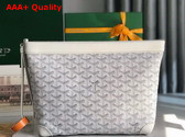 Goyard Conti Pouch in White Goyardine Canvas and Chevroches Calfskin Replica