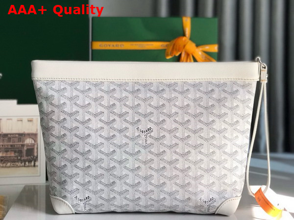 Goyard Conti Pouch in White Goyardine Canvas and Chevroches Calfskin Replica