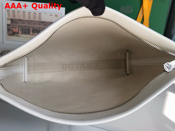 Goyard Conti Pouch in White Goyardine Canvas and Chevroches Calfskin Replica