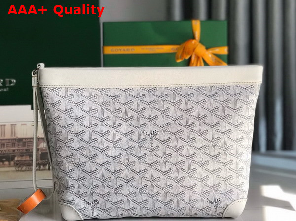 Goyard Conti Pouch in White Goyardine Canvas and Chevroches Calfskin Replica