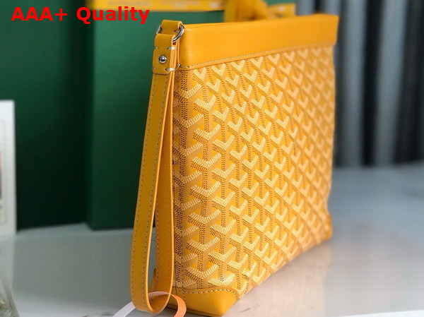 Goyard Conti Pouch in Yellow Goyardine Canvas and Chevroches Calfskin Replica