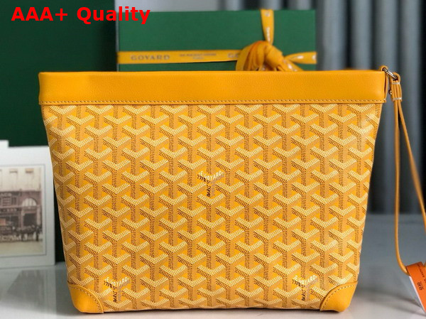 Goyard Conti Pouch in Yellow Goyardine Canvas and Chevroches Calfskin Replica