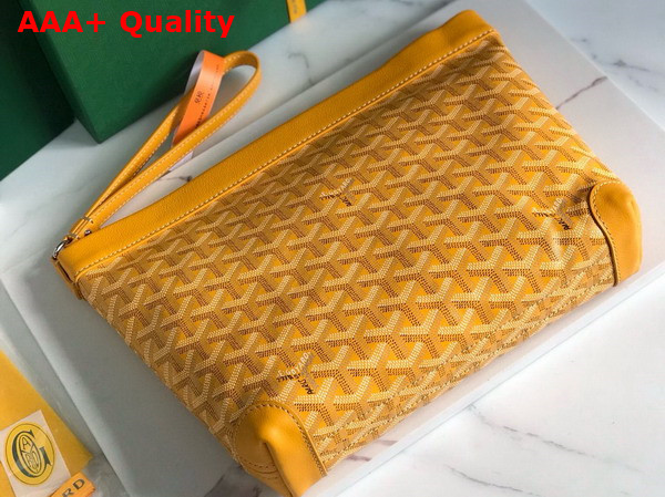 Goyard Conti Pouch in Yellow Goyardine Canvas and Chevroches Calfskin Replica