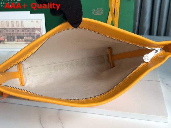 Goyard Conti Pouch in Yellow Goyardine Canvas and Chevroches Calfskin Replica